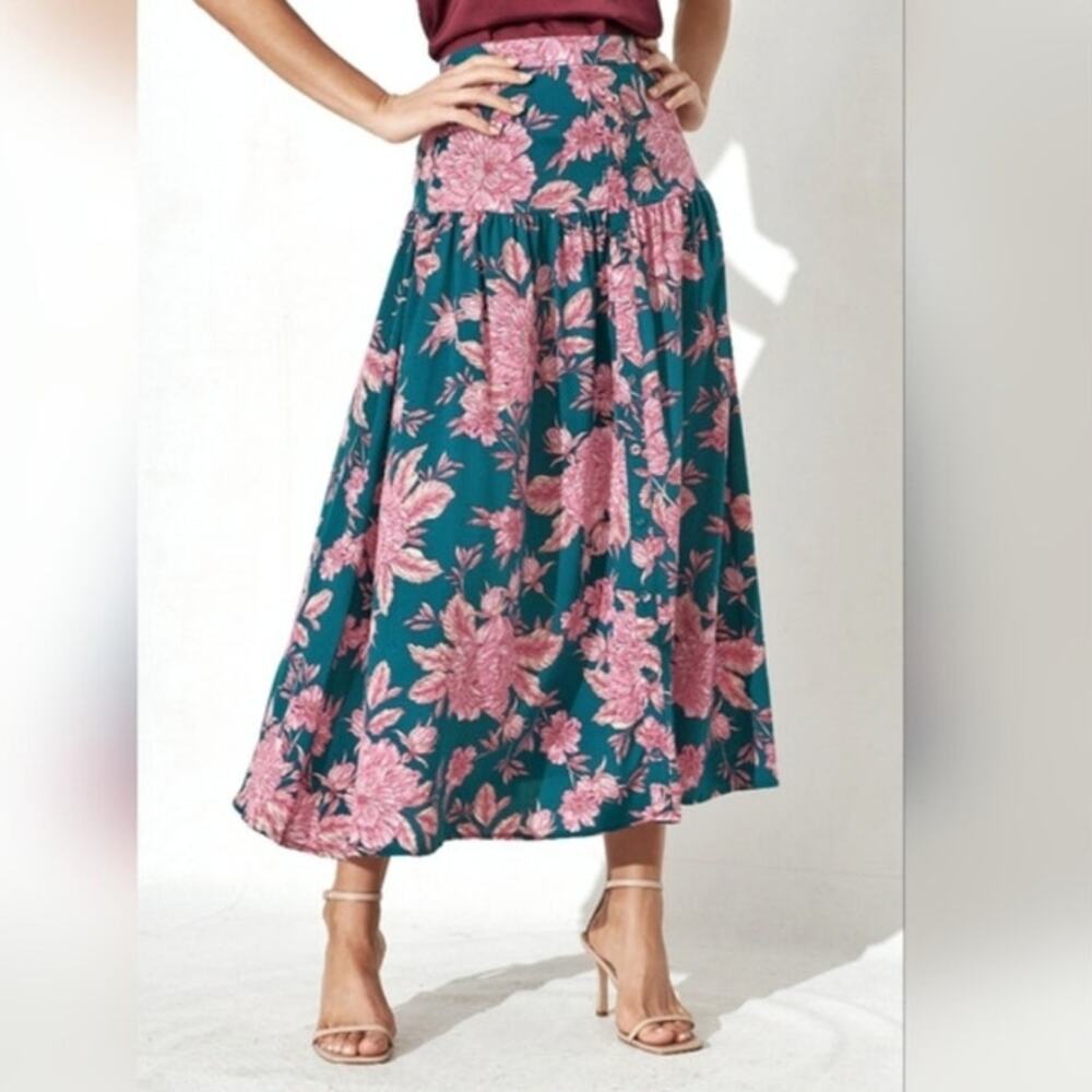 Anthropologie Abel the Label Bonnie maxi skirt blue floral bohemian medium
